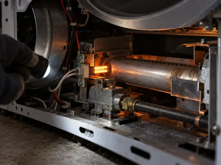 Gas dryer igniter glowing during a repair test